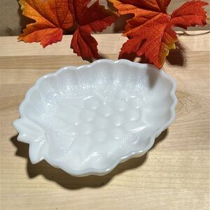 Vintage Hazel Atlas White Milk Glass Grape Shaped Dish